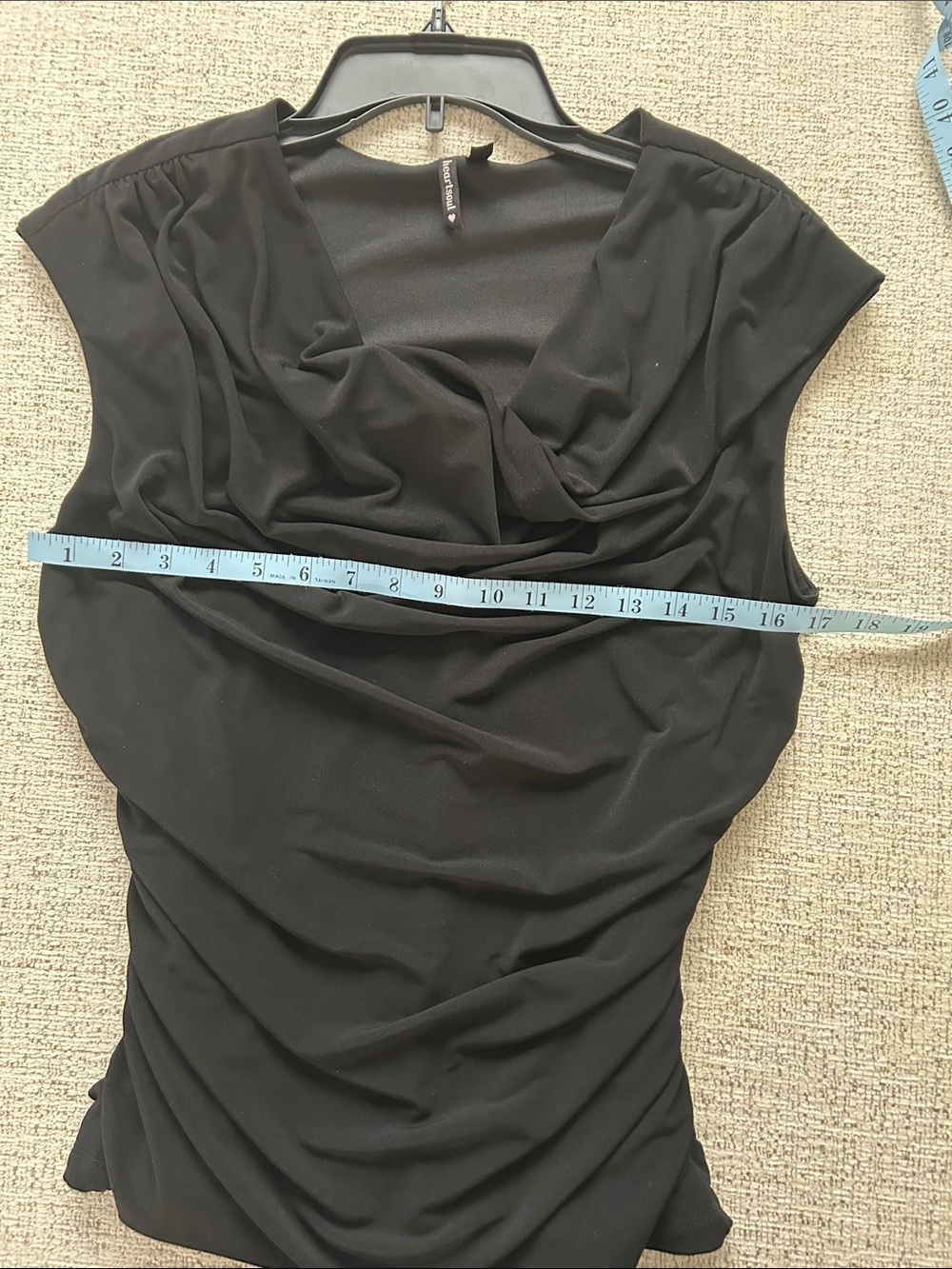 HeartSoul Black Draped Cowl Neck Blouse - Picture 4 of 5